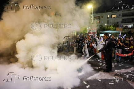 Protest to demand the release of Israeli hostages in Gaza, in Tel Aviv