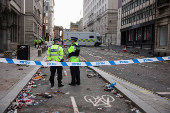 Aftermath of an incident where a car hit fans at the Liverpool parade