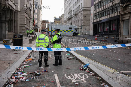 Aftermath of an incident where a car hit fans at the Liverpool parade
