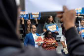 Protest against President Trump's new sweeping travel ban at LAX