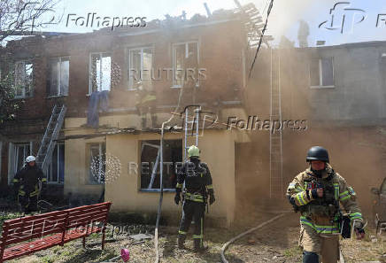 Aftermath of a Russian drone strike in Kharkiv