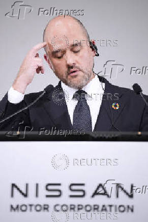 Nissan's CEO Ivan Espinosa speaks to reporters during a press conference in Yokohama