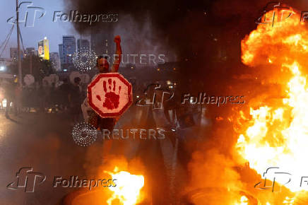 Demonstration demanding the immediate release of hostages who were kidnapped during the deadly October 7 attack on Israel by Hamas, and the end of the war in Gaza, in Tel Aviv