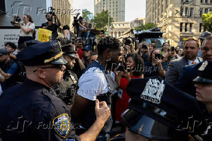 Federal immigration officers at U.S. Immigration Court in New York City