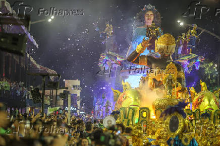 Desfile da escola de samba Mancha Verde do Carnaval de SP