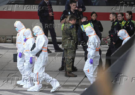 Aftermath of a knife attack at Hamburg's main train station
