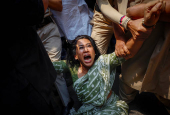 Congress party protest against country's financial crime agency in New Delhi