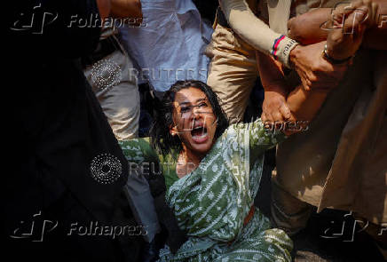 Congress party protest against country's financial crime agency in New Delhi