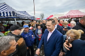 Polish presidential candidate Karol Nawrocki campaigns in Radzymin