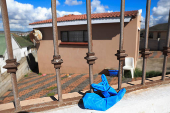 Surgical gloves lie at a scene where kidnapped U.S. pastor Josh Sullivan was rescued, following a shootout during which three suspects were killed, in KwaMagxaki