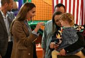 Britain's Prince William, Prince of Wales and Britain's Catherine, Princess of Wales visit to Aros Hall community hub in Tobermory