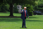 U.S. President Donald Trump arrives at the White House, in Washington