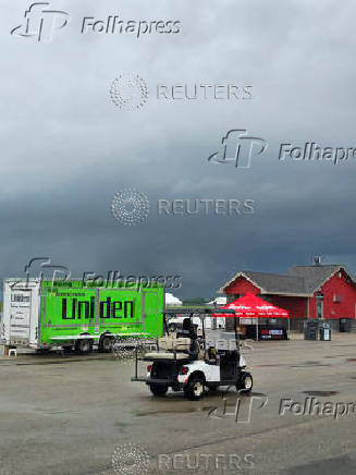 Tornado warning during IndyCar race event, at the Iowa Speedway in Newton