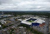 A drone view shows The Hawthorns stadium