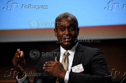 FILE PHOTO: President and Chief Executive Officer of the Federal Reserve Bank of Atlanta Raphael W. Bostic speaks at a European Financial Forum event in Dublin