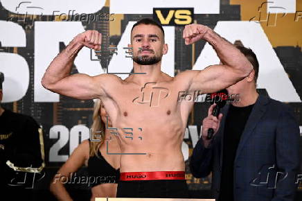 Face off following weigh-in ahead of fight: Nikita Tszyu vs Lulzim Ismaili