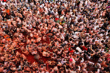 The annual 'La Tomatina' food fight festival, in Bunol