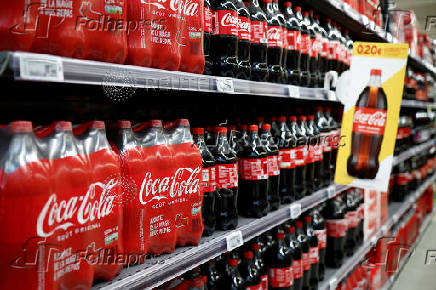 Bottles of Coca-Cola at a supermarket in Perros-Guirec