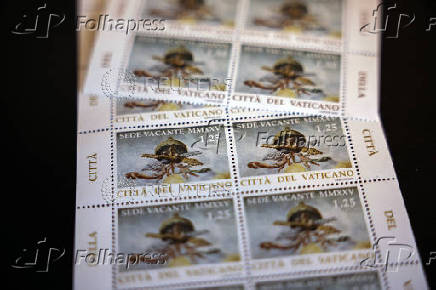 Special edition of stamps issued by the Vatican Post Office reading 'Sede Vacante'