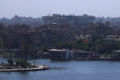 A general view of crowded residential buildings on the bank of River Nile, in Cairo
