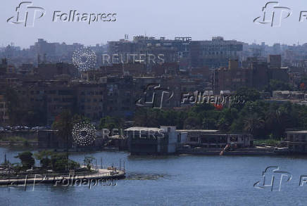 A general view of crowded residential buildings on the bank of River Nile, in Cairo