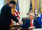 US President Trump, Elon Musk attend press conference in the White House's Oval Office