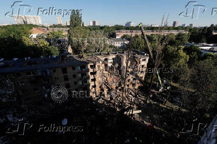 Aftermath of Russian drone and missile strikes, amid Russia's attack on Ukraine, in Kyiv