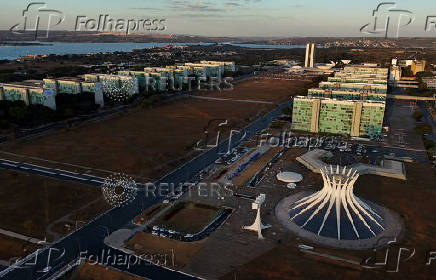 A drone view shows Brasilia