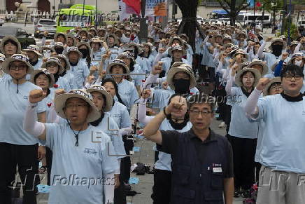 Protest in Seoul agains US President Trump's tariff and defense policy