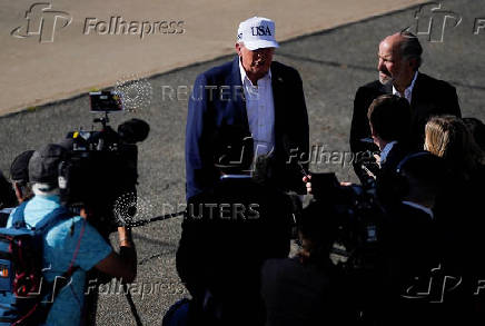 U.S. President Donald Trump boards Air Force One at Morristown Airport
