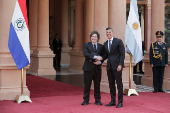 Argentina's President Javier Milei and his Paraguayan counterpart Santiago Pena meet, in Asuncion