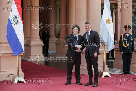 Argentina's President Javier Milei and his Paraguayan counterpart Santiago Pena meet, in Asuncion