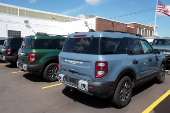 2025 Ford Bronco Sport vehicles sit on a dealership lot for sale in Dearborn, Michigan
