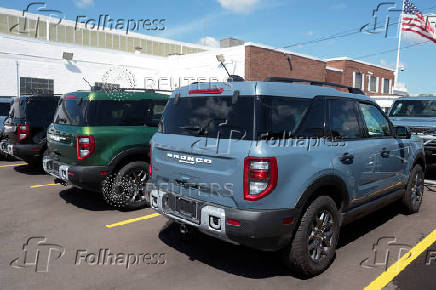 2025 Ford Bronco Sport vehicles sit on a dealership lot for sale in Dearborn, Michigan