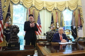 US President Trump, Elon Musk attend press conference in the White House's Oval Office