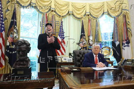 US President Trump, Elon Musk attend press conference in the White House's Oval Office