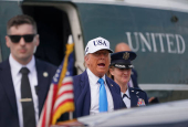 U.S. President Donald Trump departs for New Jersey