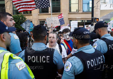 People attend the No Kings rally in Chicago