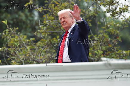 US President Trump walks on roof of the West Wing of the White House