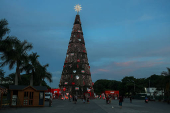 Árvore de Natal do parque Villa-Lobos, na zona oeste de São Paulo