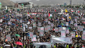 Demonstration to show solidarity with Palestinians and to condemn U.S. strikes in Yemen, in Sanaa