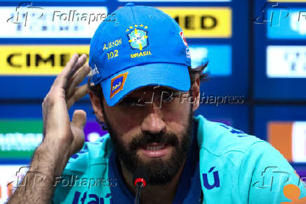 Coletiva de imprensa do goleiro Alisson da Seleção Brasileira em São Paulo