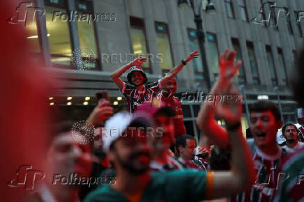 Fluminense fans gather ahead of their FIFA Club World Cup semi-final match against Chelsea, in New York City