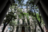 A view of a building where Jeffrey Epstein used to live,  in Manhattan on the Upper East Side in New York City