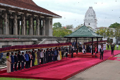 India's PM Modi attends his welcoming ceremony in Colombo