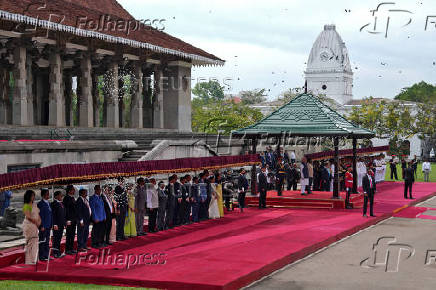 India's PM Modi attends his welcoming ceremony in Colombo