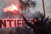 May Day rally, in Santiago