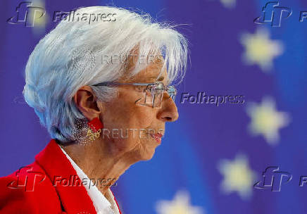 FILE PHOTO: European Central Bank President Christine Lagarde addresses the media in Frankfurt