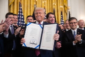 Signing ceremony for cryptocurrency legislation at the White House in Washington