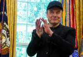 U.S. President Donald Trump and Elon Musk attend a press conference at the White House